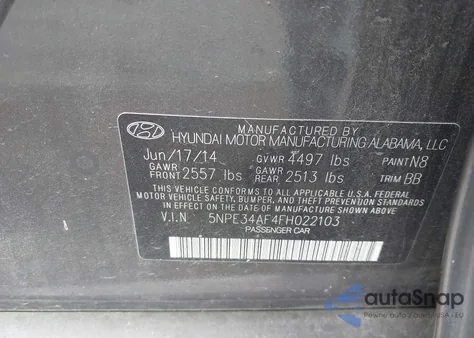 2015 Hyundai Sonata Sport from USA, damaged, VIN 5NPE34AF4FH022103